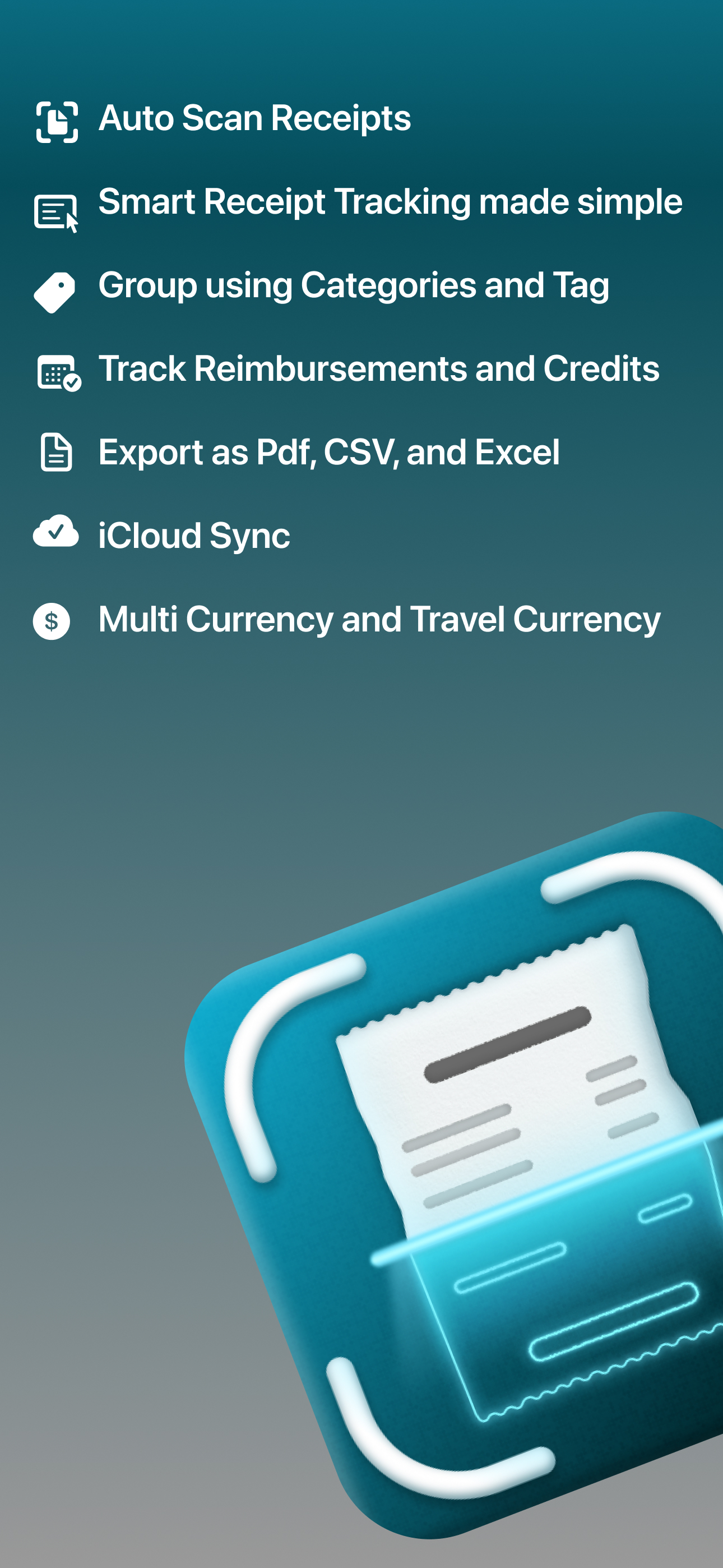 Receiptly receipt scanner app home screen on iPhone